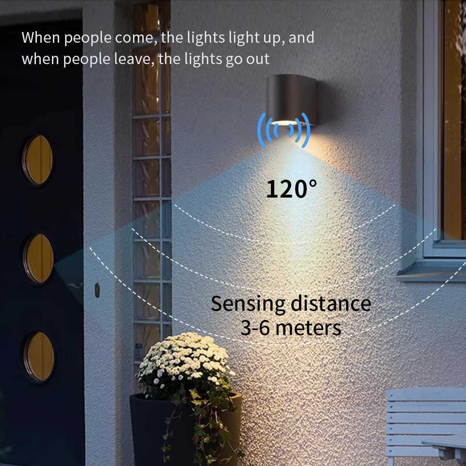 indoor outdoor LED wall lights IP66 Waterproof up down LED 6W LED Wall Lamp Surface Mounted Garden Porch Sensor LED Light XJ250624