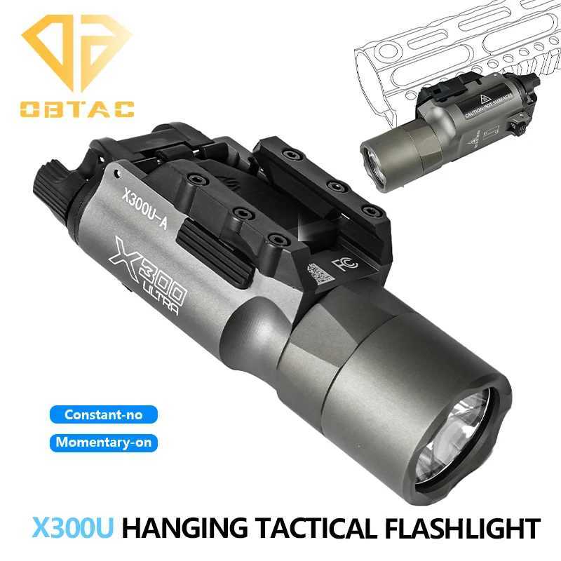 Tactical SF M300C M600C Metal Flashlight Strobe Scout Light X300 X300U Ultra Airsoft Hunting Weapon Scout Light Fit 20mm Rail XJ250701