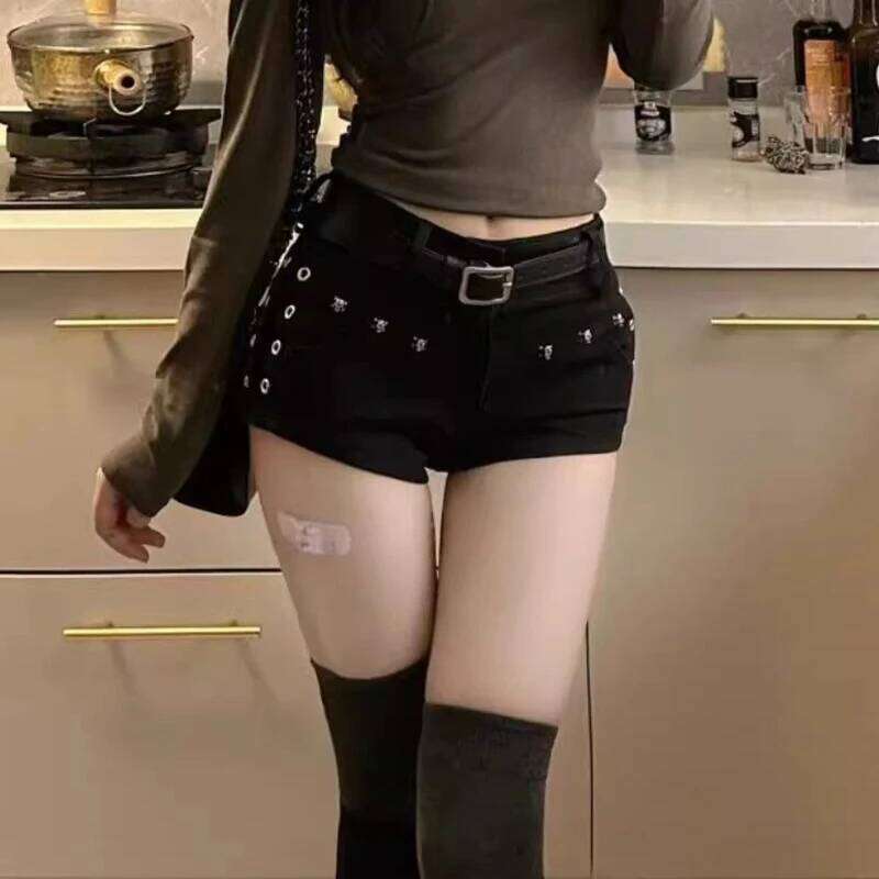hoodie Women's Wear Woman Popular Sexy Low Waist Y2k Jeans Female Korean Fashion Mini Pants Girls Vintage Designer Gothic Black Denim Shorts jack
