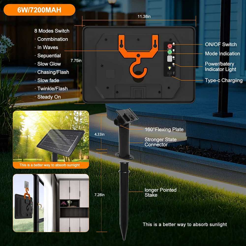 Solar Waterproof LED Light Strip 24V 8 Modes 2835 120LEDs/m Flexible Lamp IP67 Party Garden Outdoor Decoration 0.5m 1m 2m 5m 10m W250701