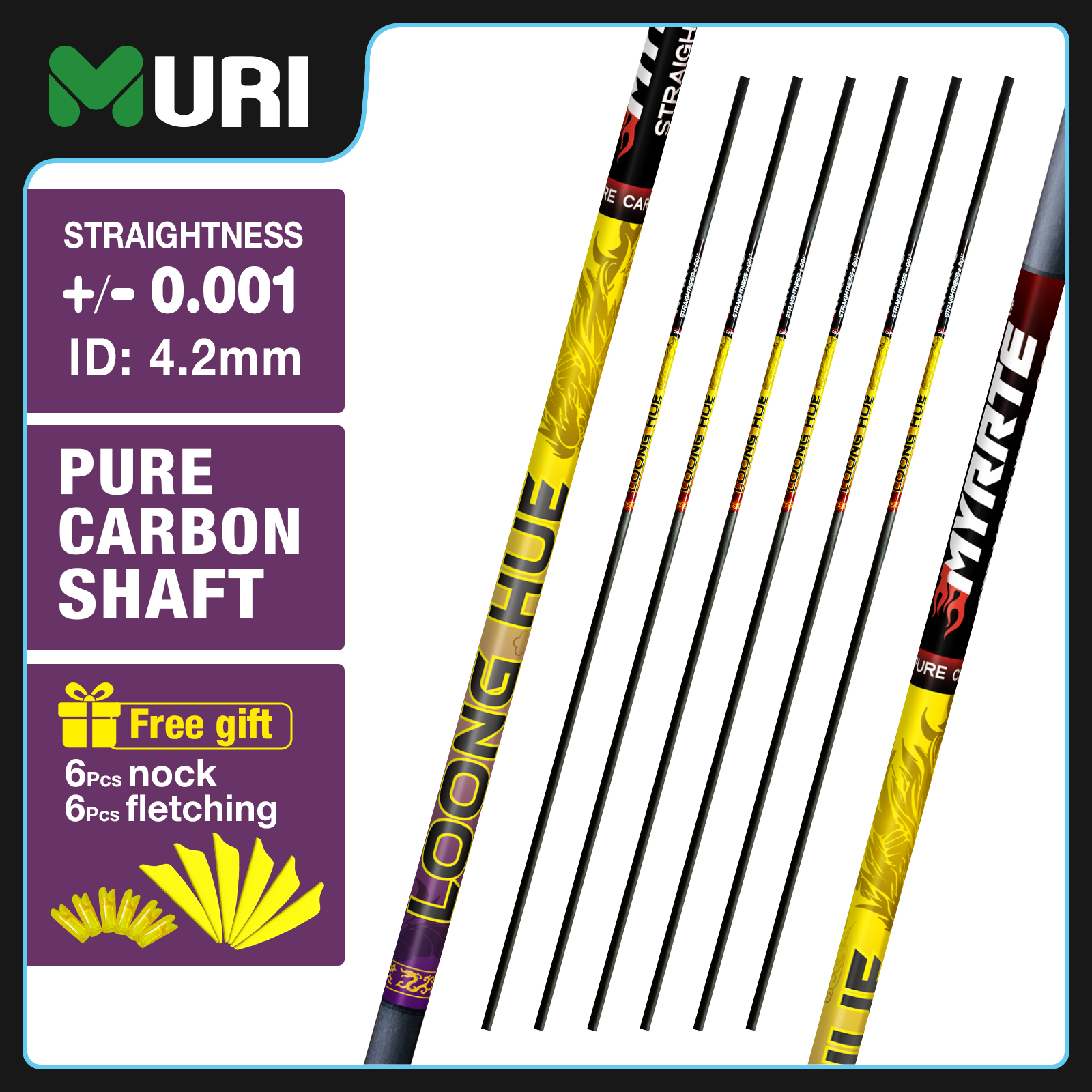 31-inch Carbon Shaft +/-.006 Straightness Spine 350-1500 DIY Pure Carbon Arrow Shaft Arrows Hunting Shooting Shaft Can Be Customized (6Pcs)