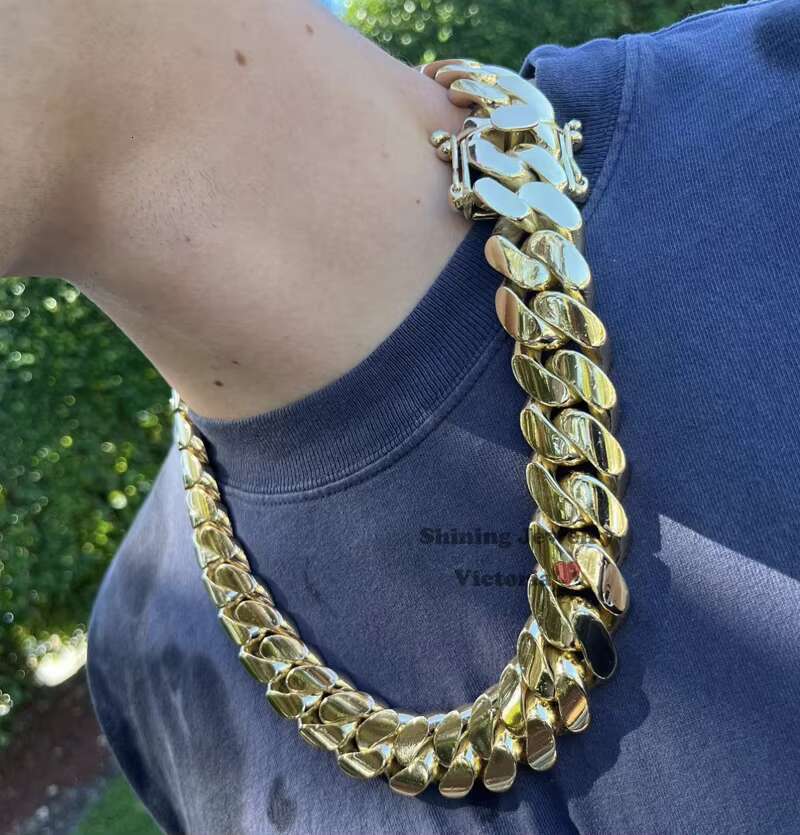 Hip Hop Jewelry Men Fashion Rapper Chain 14K Gold Plating 999 Solid Silver Cuban Chain