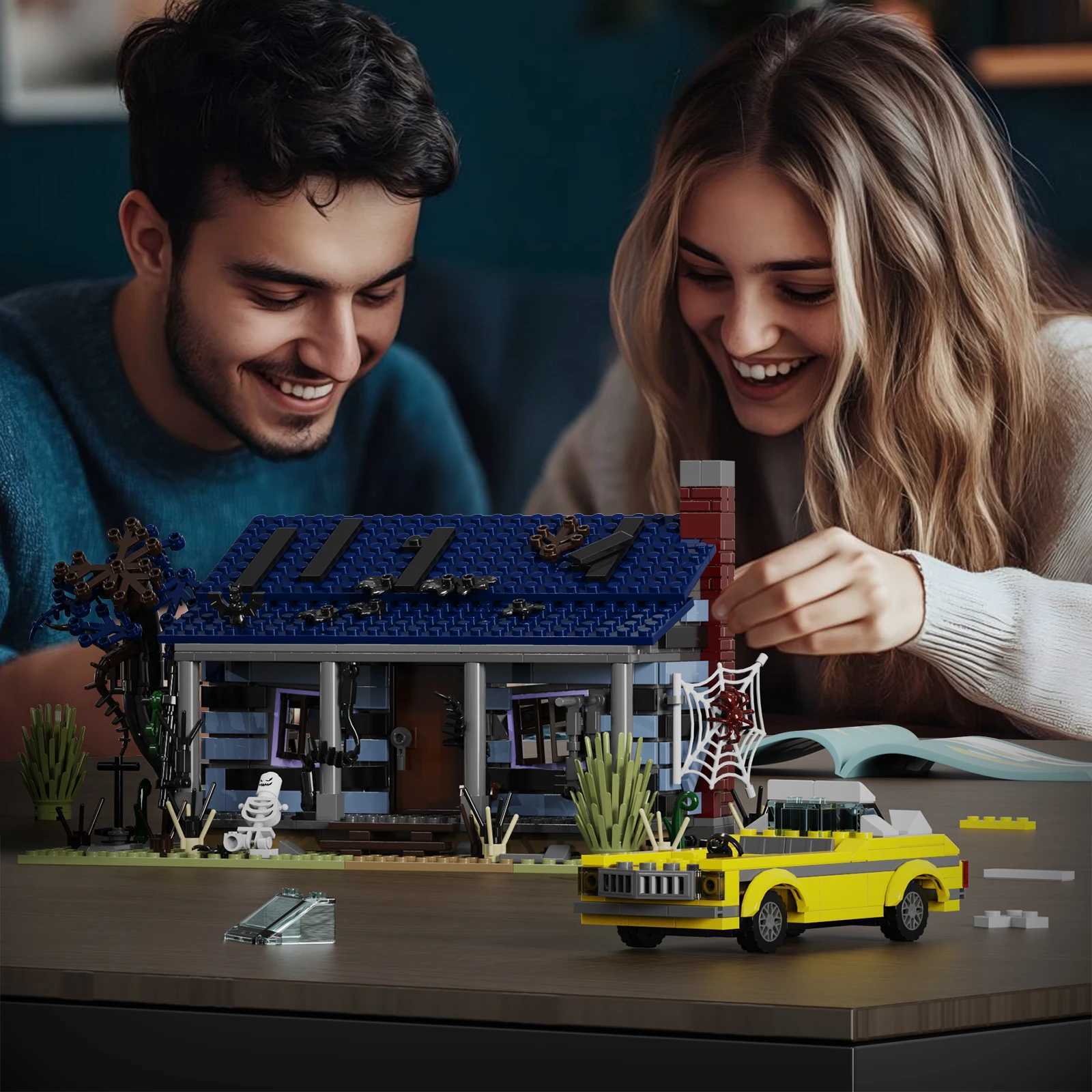 Evil Dead Horror House Building Block Set with LED Light Haunted House Hut Model Toys for Boys and Girls Halloween Gifts (639 Pcs) XJ250702