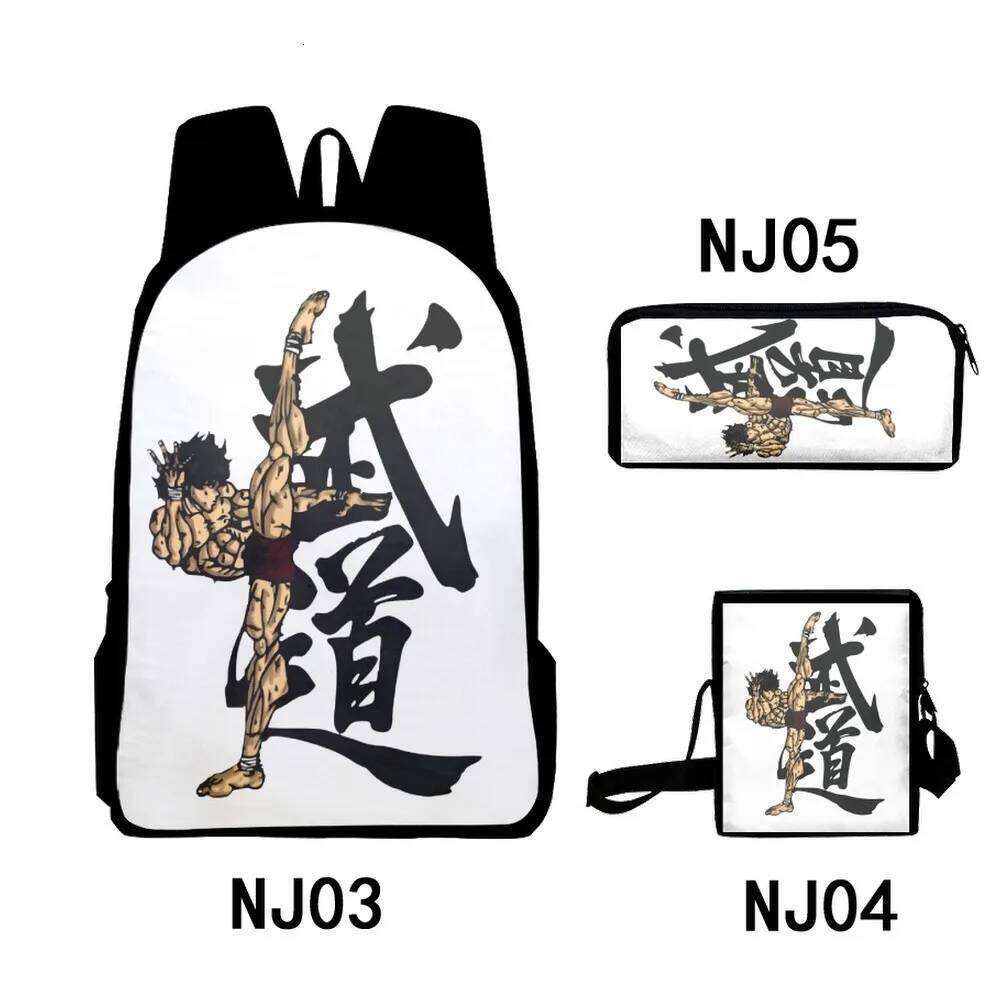 Hip Hop Anime Yujiro Baki Hanma 3D Print 3pcs/Set pupil School Bags Laptop Daypack Backpack Inclined shoulder bag Pencil Case