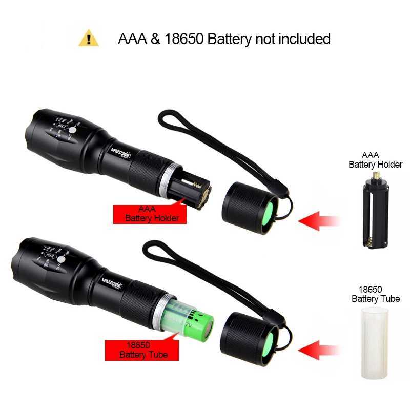 5000LM Green/Red/White Light Hunting Flashlight Tactical LED Torch +Remote Pressure Switch+Rifle Mount +18650 Battery+Charger XJ250701