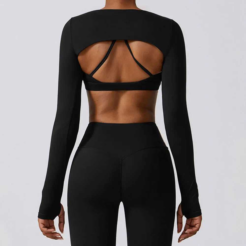 Sports Camisole Yoga Long Sleeve Shawl Yoga Top Nude Fitness Top Gym Push Ups Workout Top Running Sports Smock XJ250702