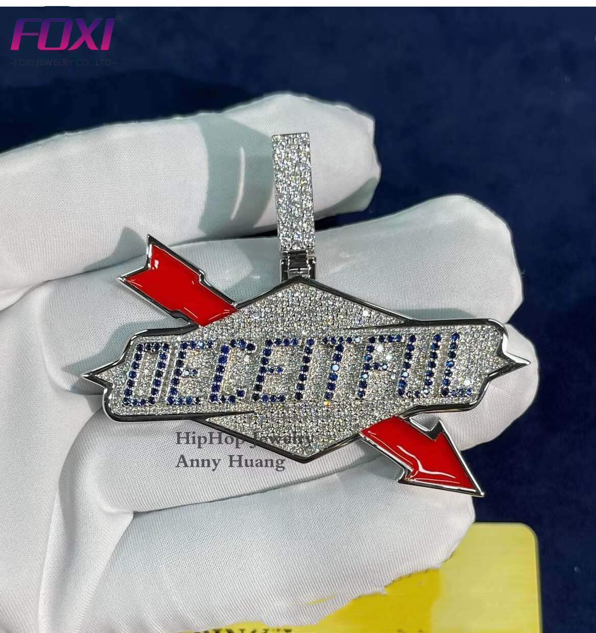 Rapper Jewelry Mens 925 Sterling Silver Moissanite Diamond Pendant Rose Gold Two Tones Heart Clasp Custom Name Letter Pendant