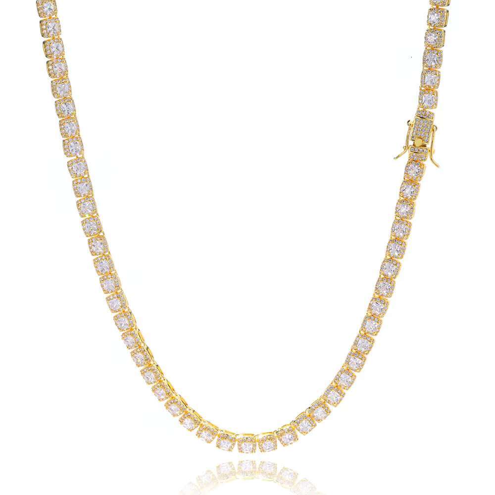 HipHop S925 Silver Moissanite Necklace High-End Rock Candy Chain Full Diamond Trendy Cross-Border for Men Mens Trendy Necklace