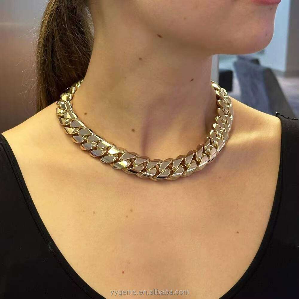 Ordinary Real GoldPlated Miami Solid Sier Unisex Chain Moissanite Lock Cuban Necklace Jewelry