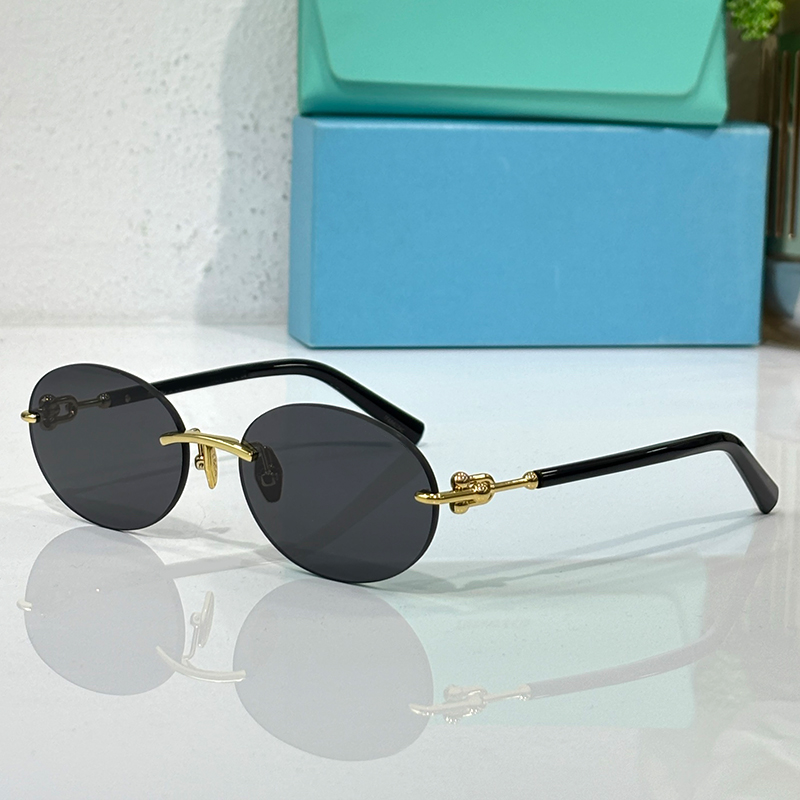 Designer Oval Sunglasses Womens Mens Fashion Rimless Oval Eyewear TF3104D Luxury Sunglasses Outdoor Goggles UV400 Protection Glasses With Box