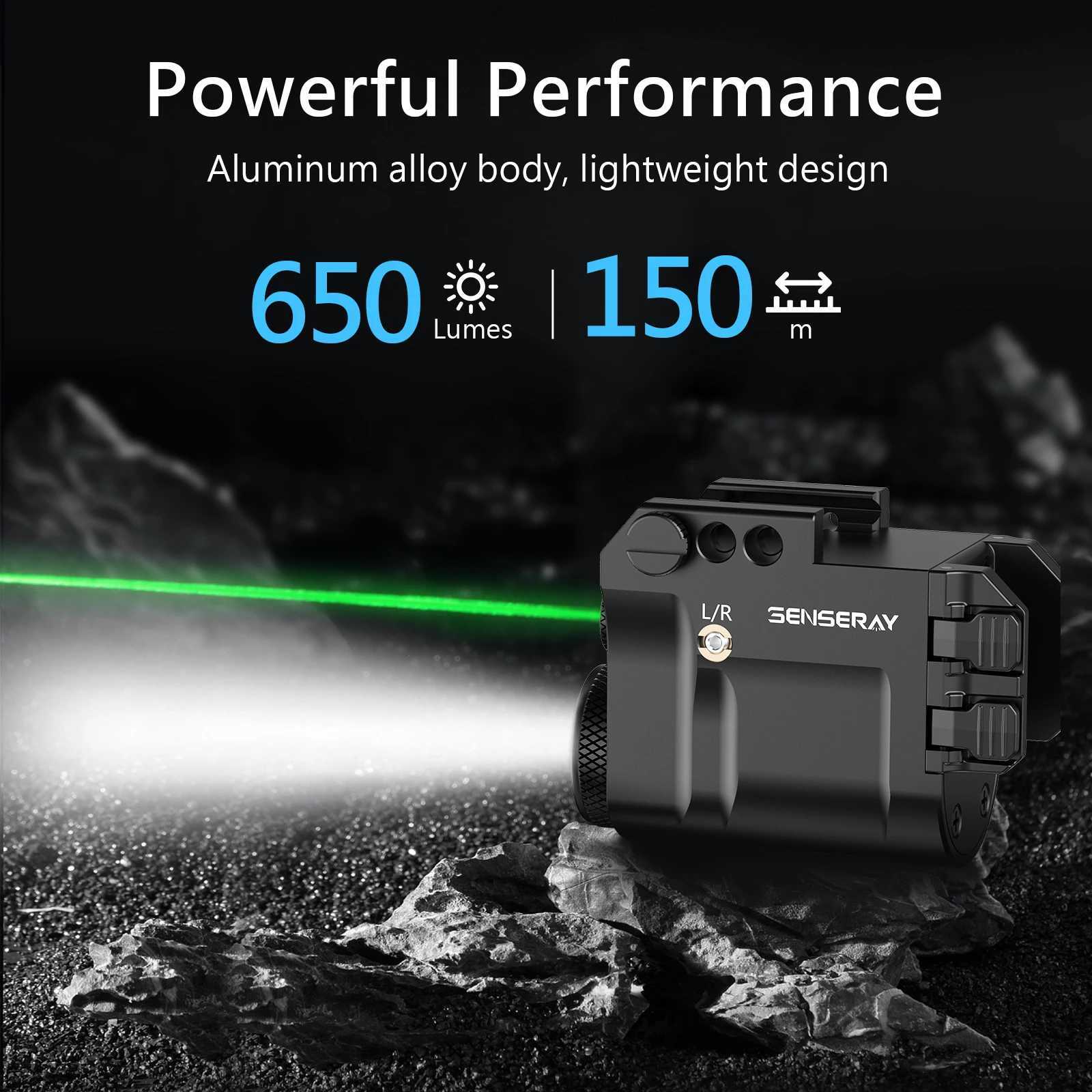Pistol Light Green Laser Beam Combo Rechargeable Gun Light Strobe Magnetic Charging 1913 Picatinny Rail Mounted Flashlight XJ250701
