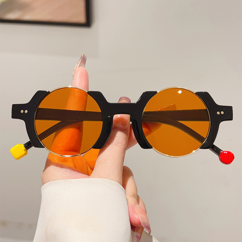 Designer Sunglasses New Fashion Contrast Color Round Frame High-Quality Hip Hop Bold Streetwear Premium Shades