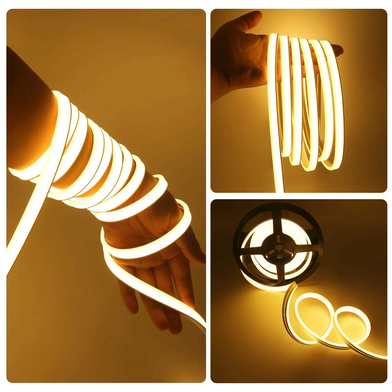 24V Solar COB Neon Light Strips 320LEDs/m Flexible Light 6x12mm Waterproof IP67 5m 10m LED Strip For Outdoor Garden Decoration W250701