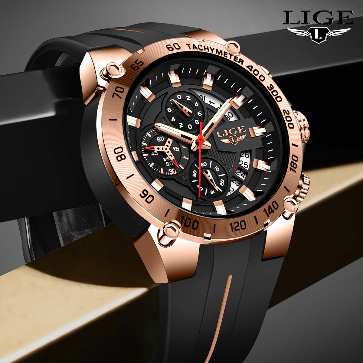 LIGE Men's Quartz Watch Sports Waterproof Watch Top Brand Style Square Case Fashion Business Watch Holiday Gift Teen Watch Student Watch
