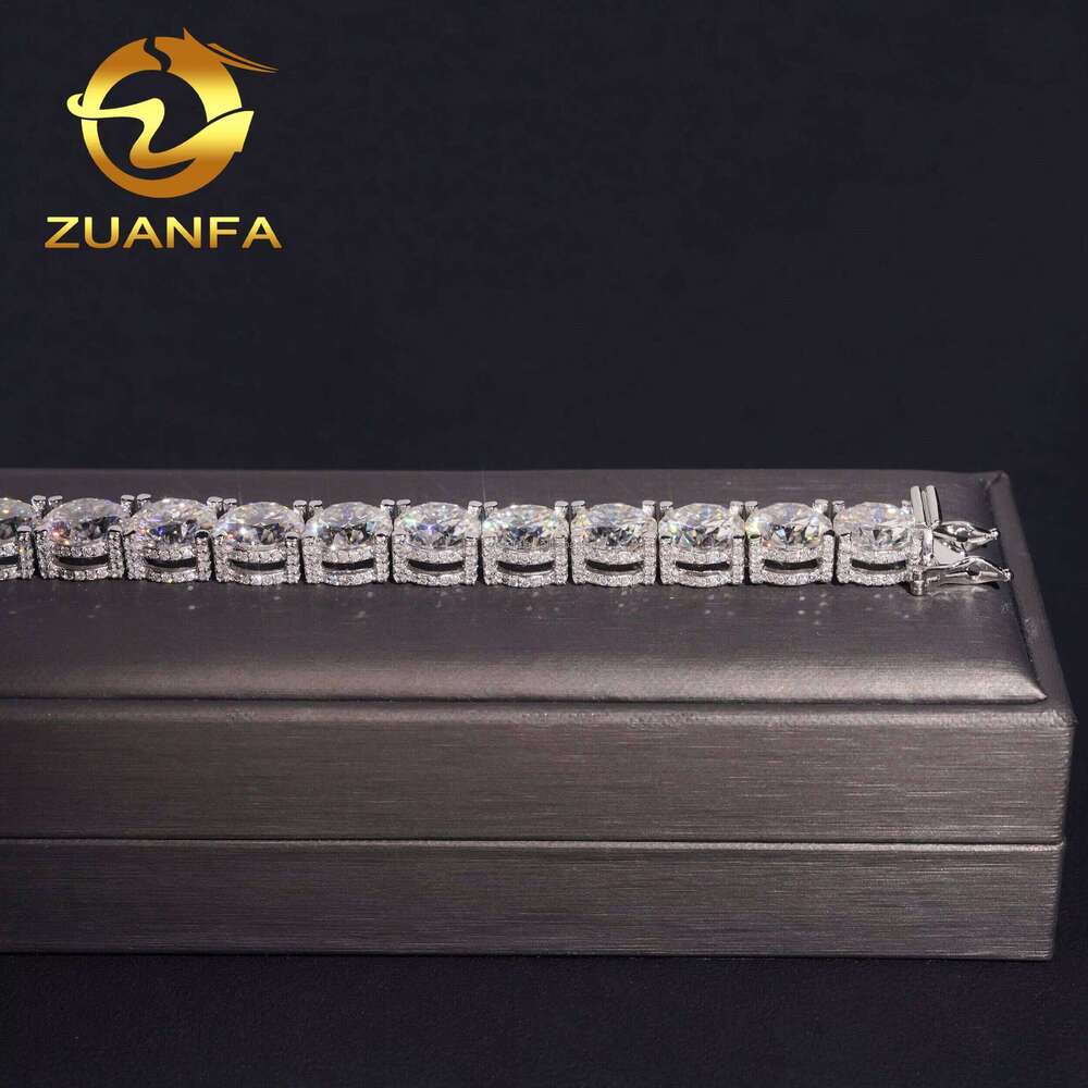 Fashion Style Luxurious Rapper Jewelry 10Mm Big S Sier Iced Out Hip Hop Vvvs1 Silicon Cluster Tennis Bracelet