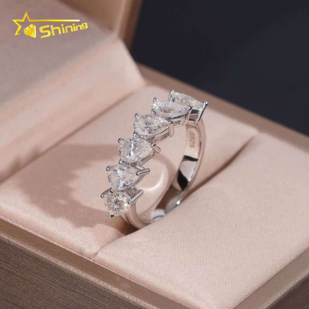 Fast Shipping Price Sterling Silver Half Eternal Pear 4 * 6mm VVS Silicon Stone Ring