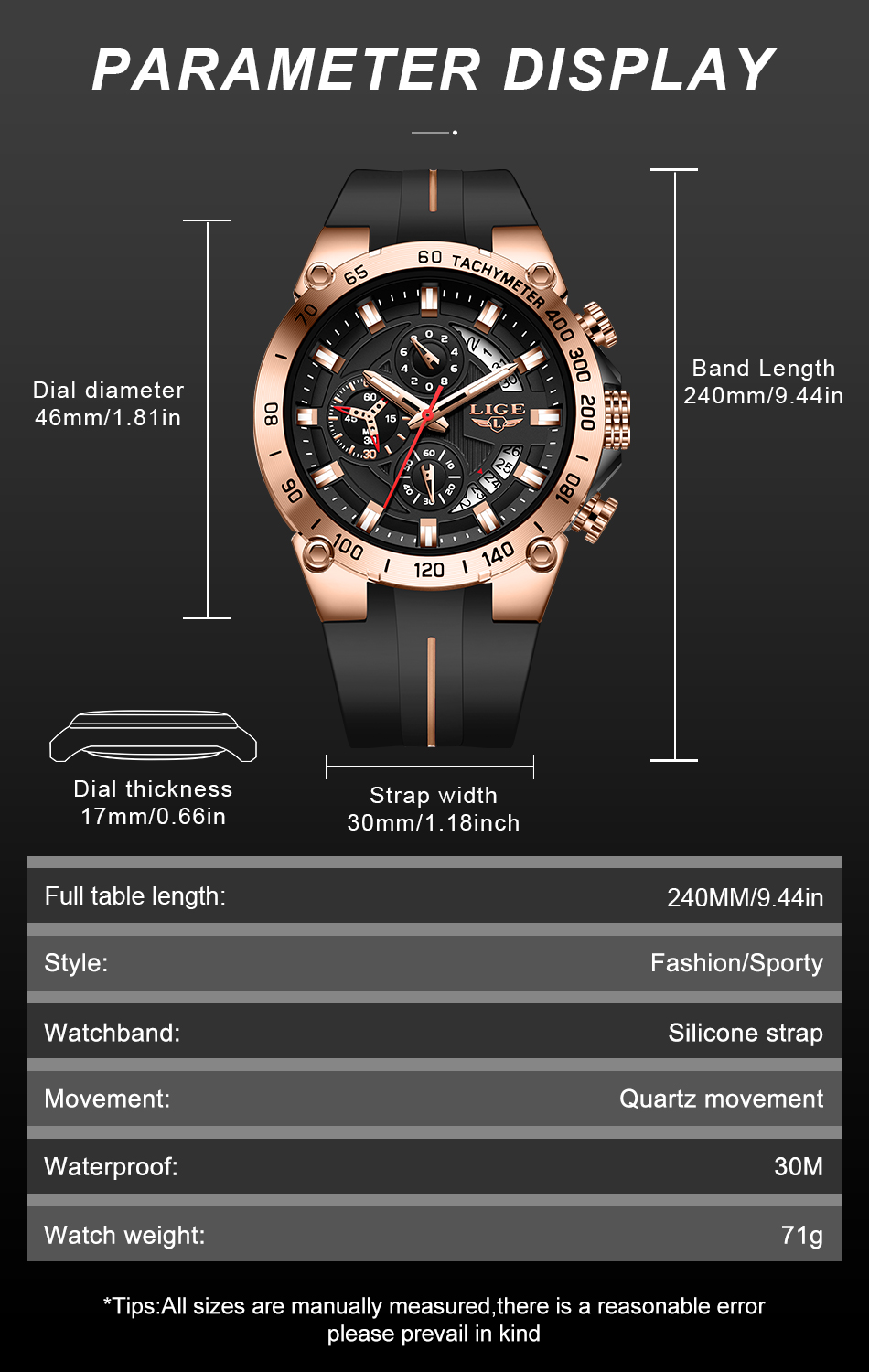 LIGE Men's Quartz Watch Sports Waterproof Watch Top Brand Style Square Case Fashion Business Watch Holiday Gift Teen Watch Student Watch