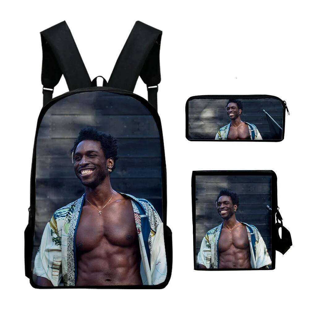 Novelty Peculiar SAINt JHN 3D Print 3pcs/Set pupil School Bags Laptop Daypack Backpack Inclined shoulder bag Pencil Case