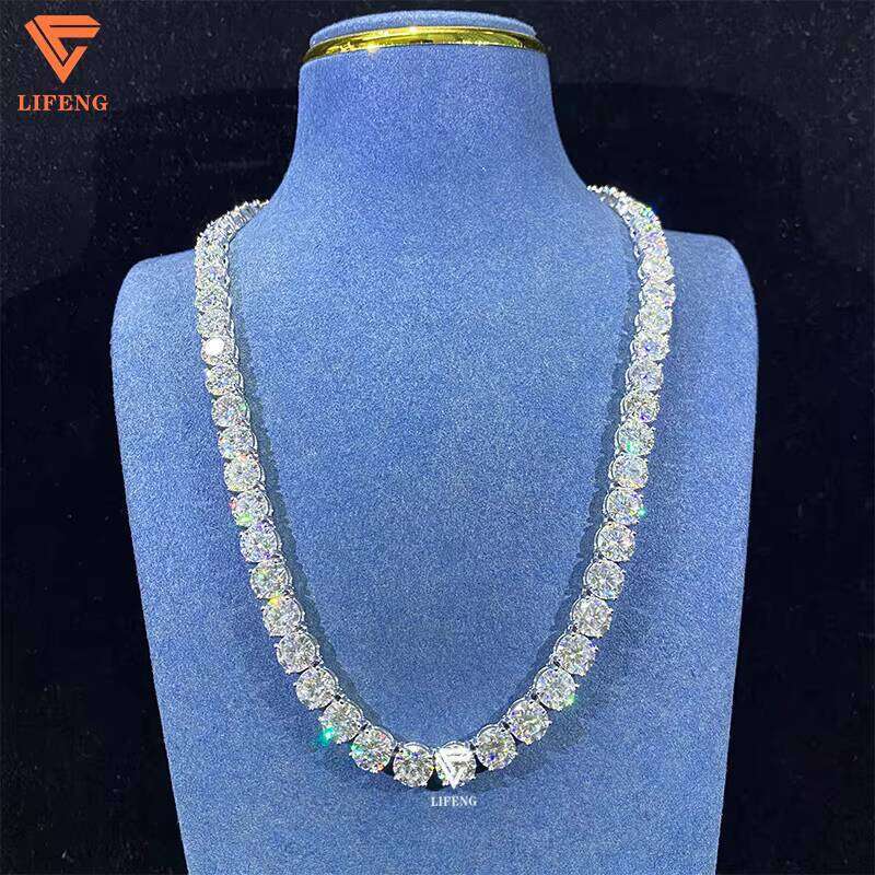 8Mm Tennis Necklace Bracelet D VVS Sterling Sier Cubic Pattern Hip Hop Style Moissanite Cuban Pearl