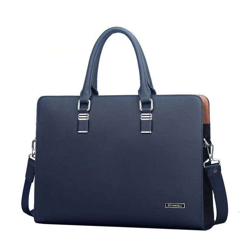 Business Men Leather Briefcase Computer File Package Shoulder Messenger Bag High Quality 14 inch Laptop Briefcases