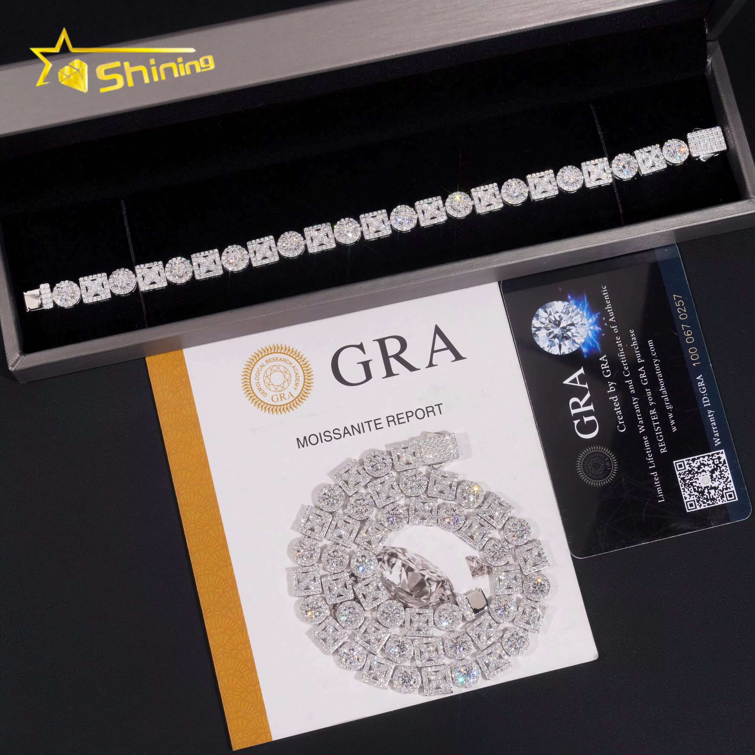 New Arrival 925 Sterling Silver Moissanite Pass Diamonds Tester Diamonds Fast Shipping Women Men Unisex Bracelet
