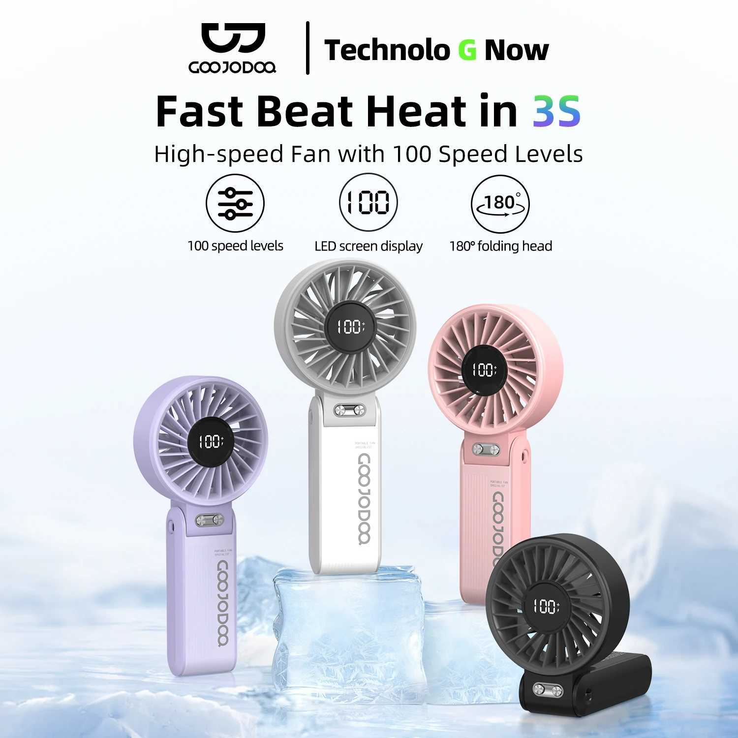 GOOJODOQ Portable Versatile Mini Fan Quiet and High-speed Airflow 100-level Stepless Speed 4000mAh Adjustment Folding Neck Fan XJ250702