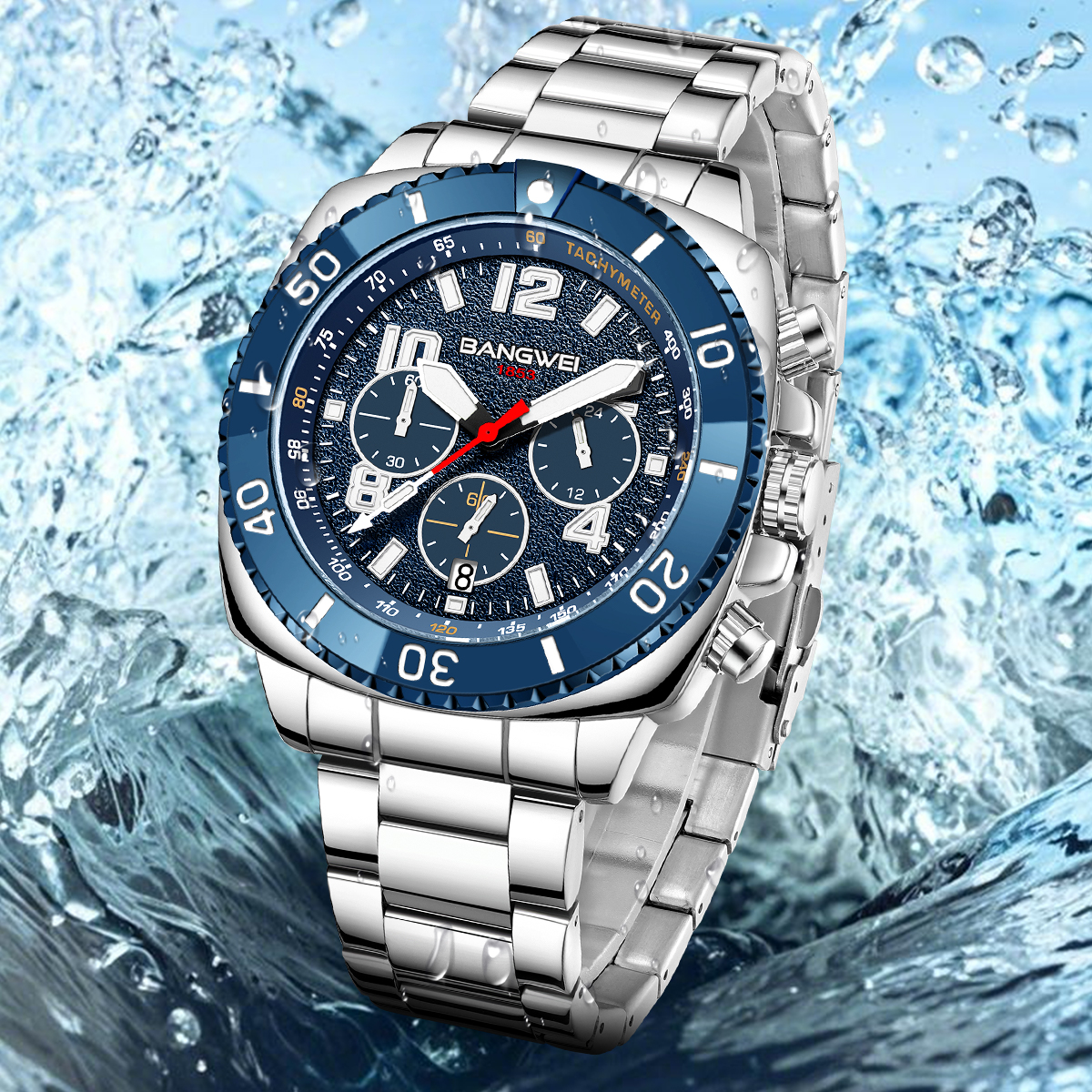 FOXBOX Men's Quartz Watch Fashion Business Watch Multifunctional Chronograph 24-hour Small Dial Holiday Gift Teen Watch Waterproof Watch