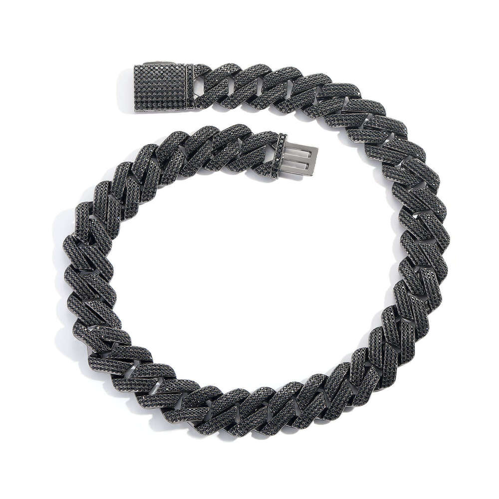 Black Zircon 10-13-15-20mm Dia Cuban Chain Trendy Brand Personality Hip Hop Necklace 9ce1