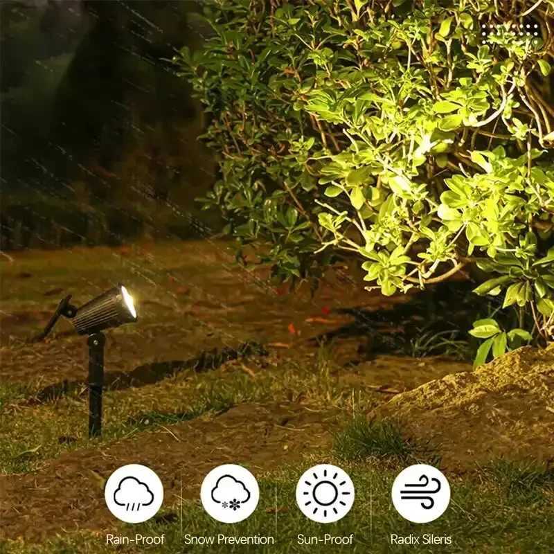 9 LED Solar Spotlights Outdoor IP65 Waterproof Brightness Adjustable Spot Light Garden Backyard Driveway Patio Decor LampXJ250624