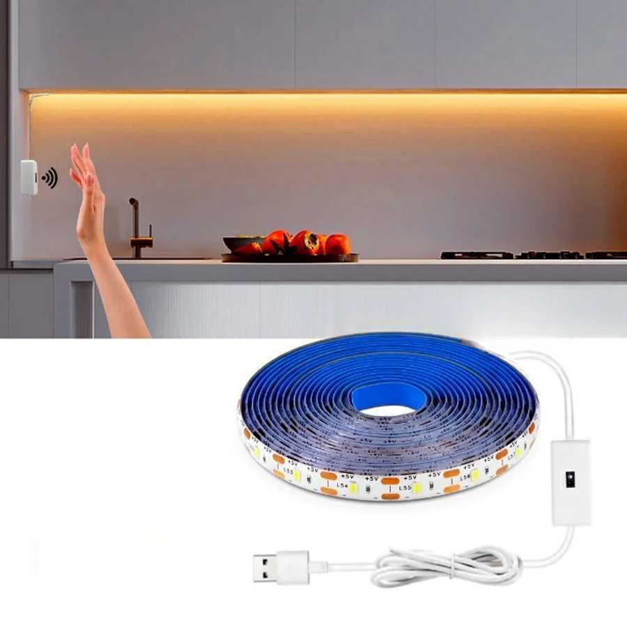 5V USB LED Strip With Hand Sweep/Human Motion Sensor 1M 2M 3M 5M Light Tape Decoration Ribbon for TV Kitchen Room W250701