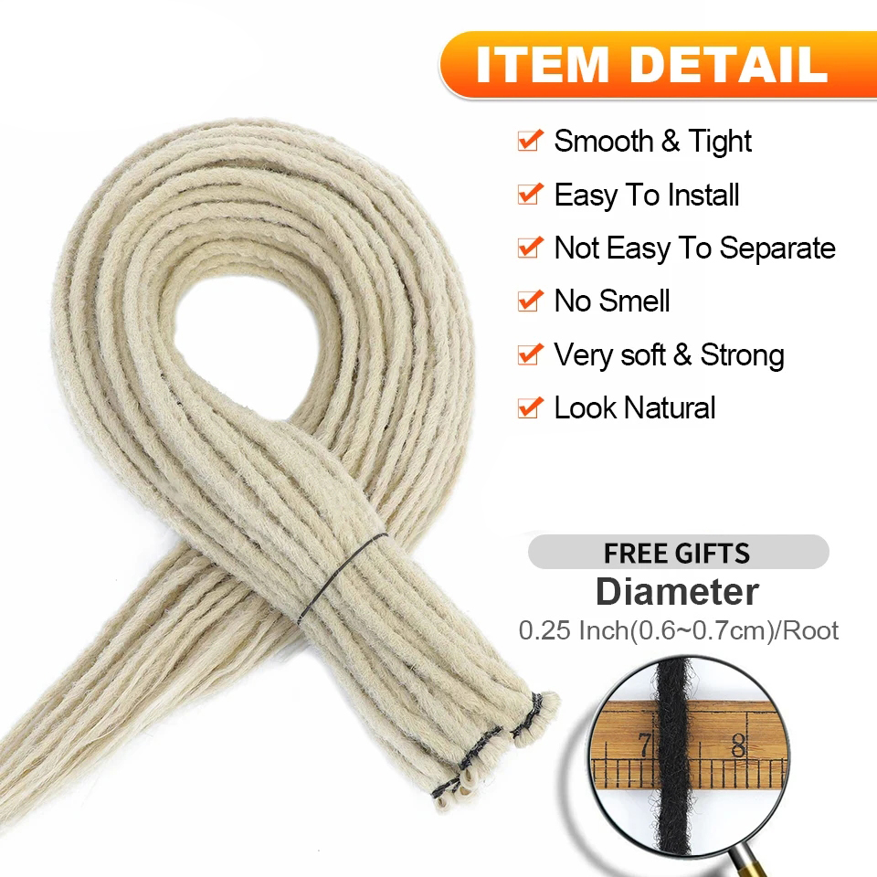 Long Soft Natural Artificial Dreadlock Crochet Braids Synthetic Handmade Dreadlocks Hair for Women and Men 10 Roots Per Pack