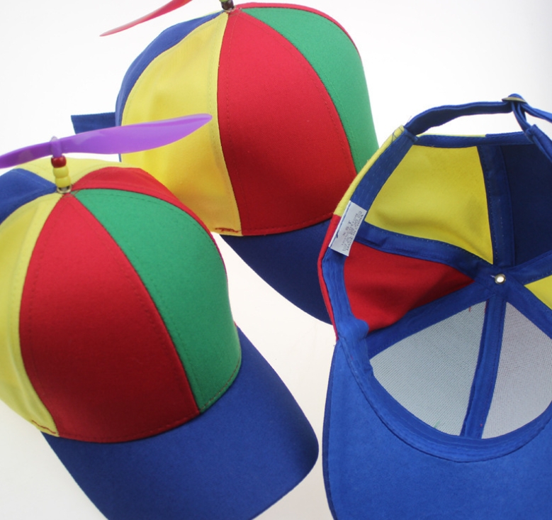 Ball Caps 3PCS/LOT removable Dragonfly Rainbow Sun Cap Funny Adventure Dad Hat Snapback Hat Helicopter Propeller Design for Adult child