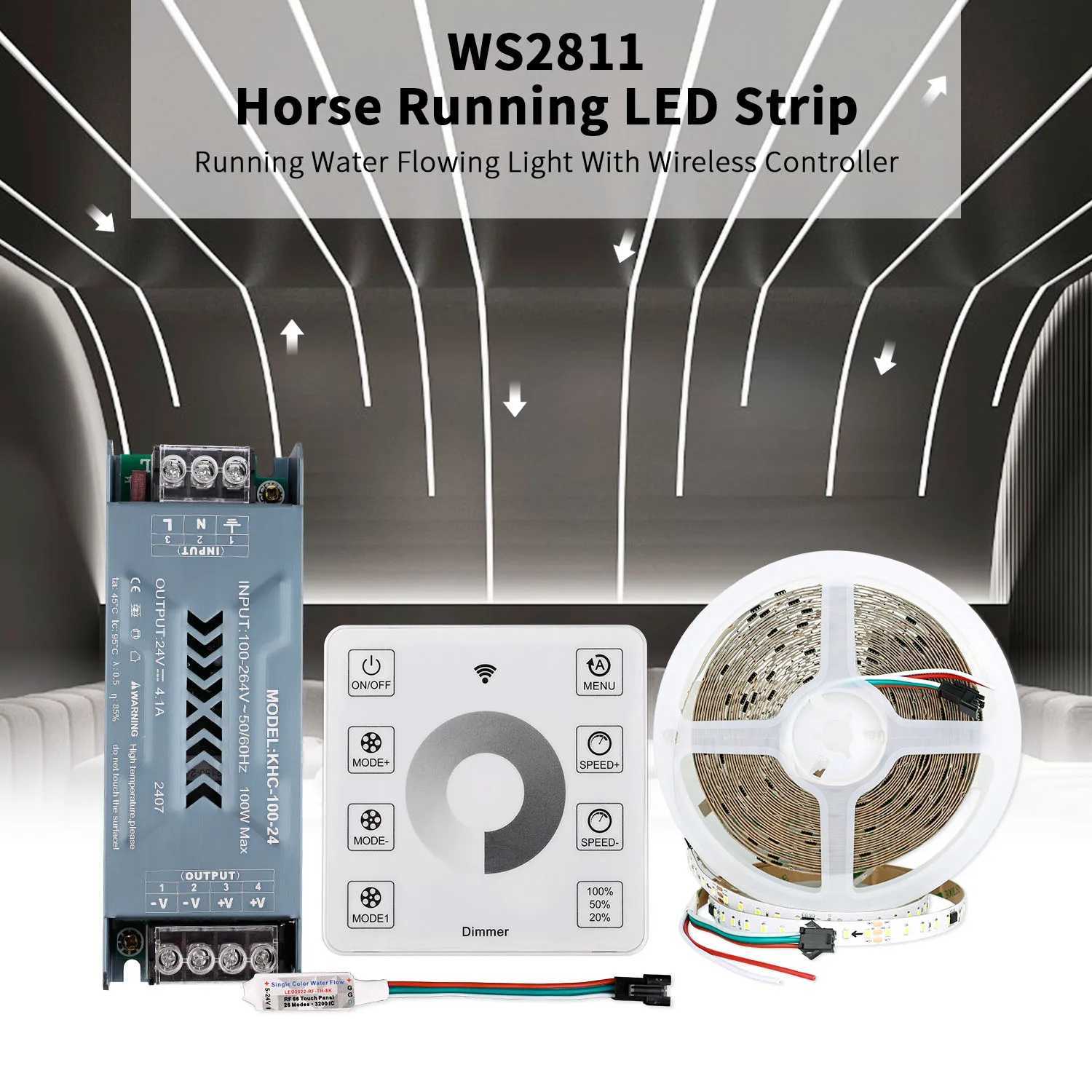 10m WS2811 Running Water Flowing LED Strip Light SMD2835 Horse Race Pixel Addressable Flexible Linear Lamp Set 120LEDs/m DC24V W250701