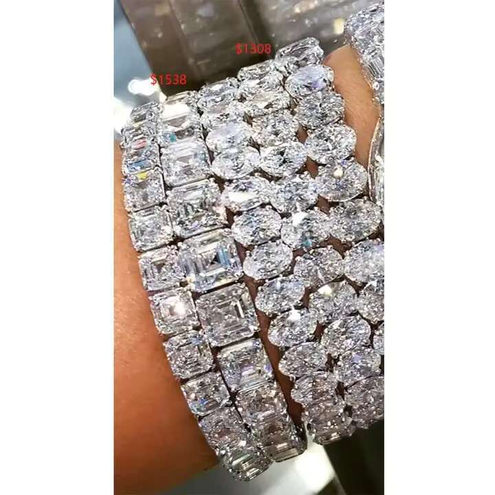 925 Sterling Silver Trendy Jewelry Iced Out Bling Asscher Cut Moissanite Tennis Bracelet