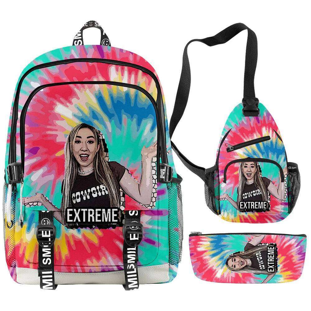 Novelty Anime Beki Fluffy 3D Print 3pcs/Set Student School Bags multifunction Travel Backpack Chest Bag Pencil Case