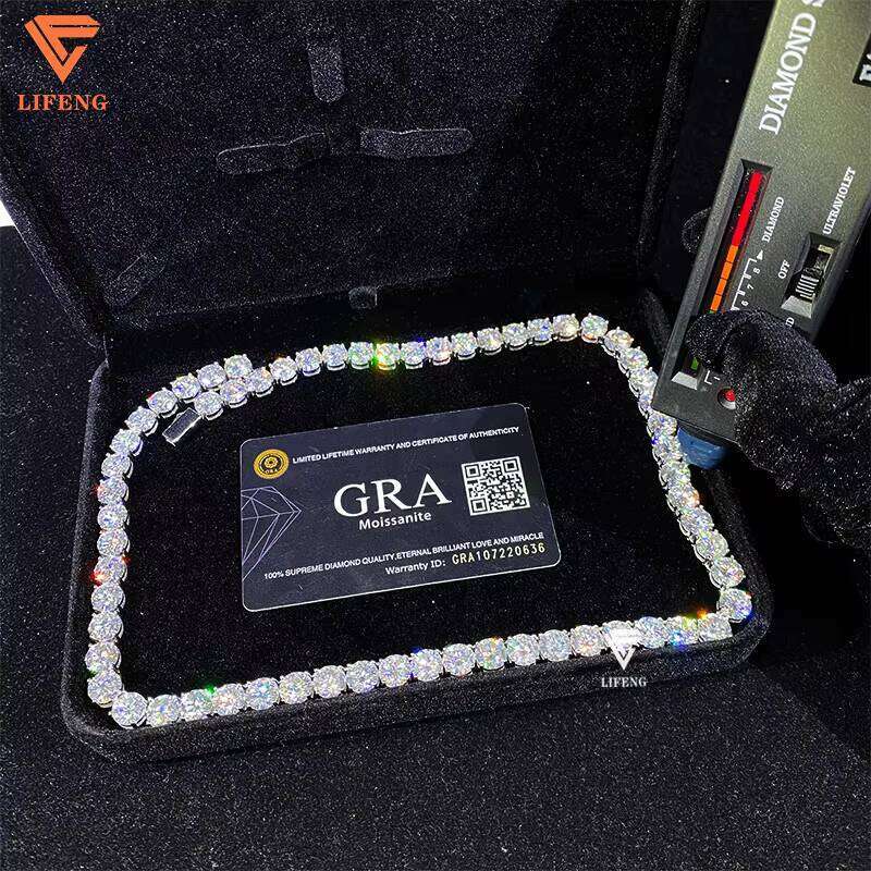 8Mm Tennis Necklace Bracelet D VVS Sterling Sier Cubic Pattern Hip Hop Style Moissanite Cuban Pearl