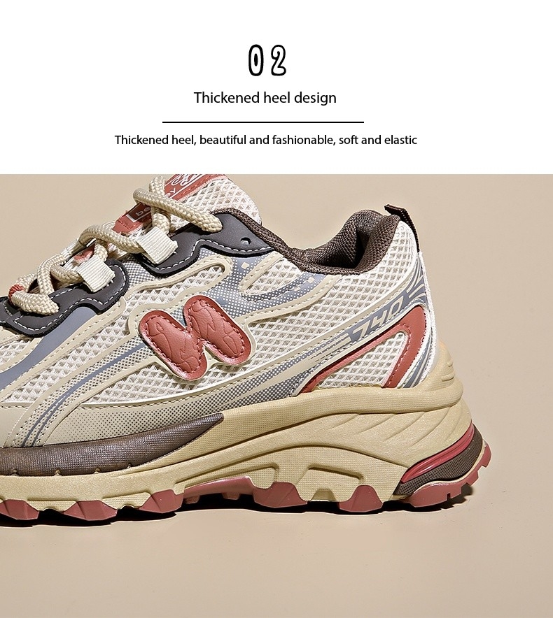 Dad's shoes, women's thick soled casual shoes, Korean style versatile retro breathable niche design sports shoes