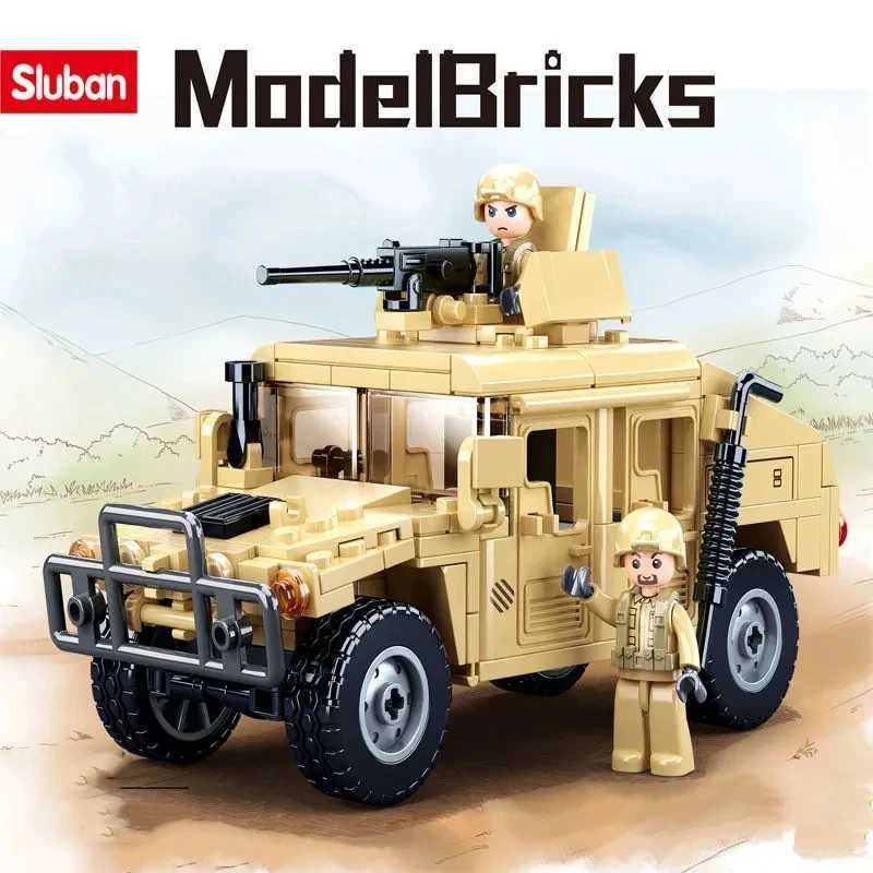 Sluban 265PCS WW2 Military SWAT H2 Assault Vehicle Building Blocks Army Soldier Armor Car Model Bricks DIY Toys Gifts for Kids Y250701