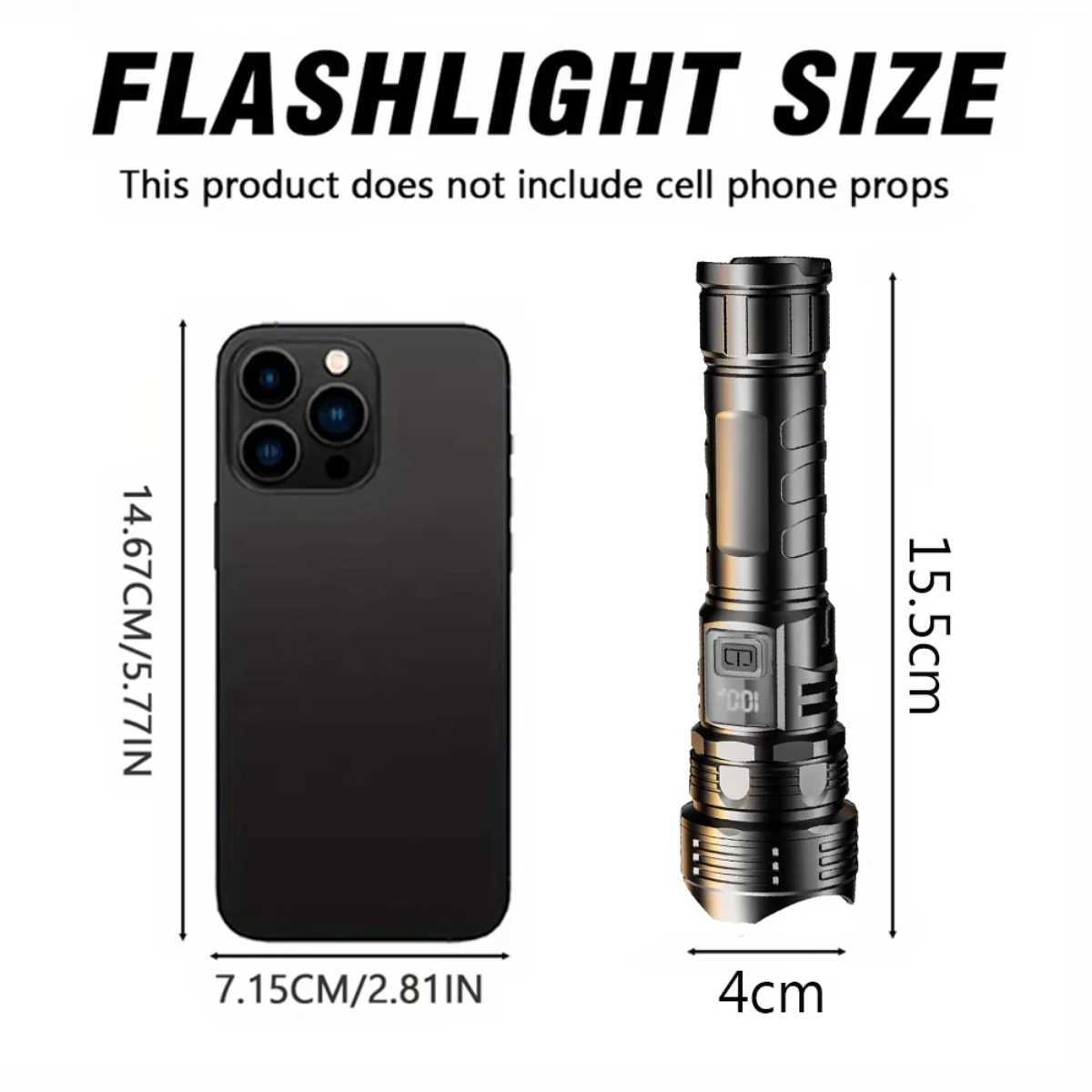 USB Rechargeable High Power LED Flashlight Super Bright Torch Portable Hand Light for Camping Hiking Emergency Survival XJ250701