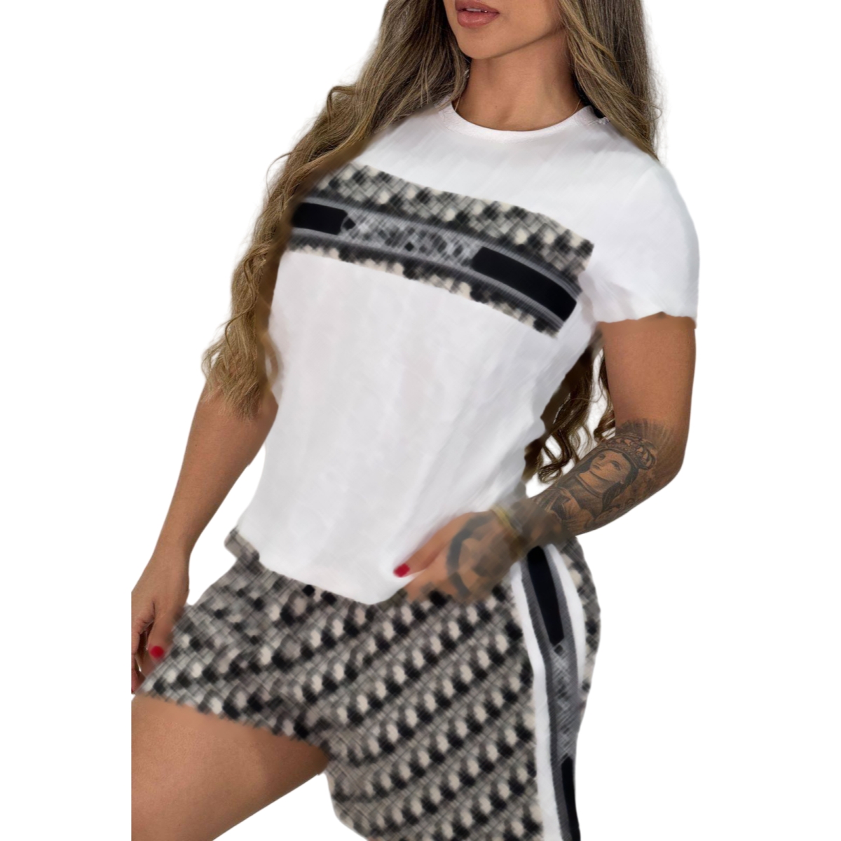 Embossing Tracksuits Summer Outfits Women Casual T-shirt and Bottoms Two Piece Pants Free Ship