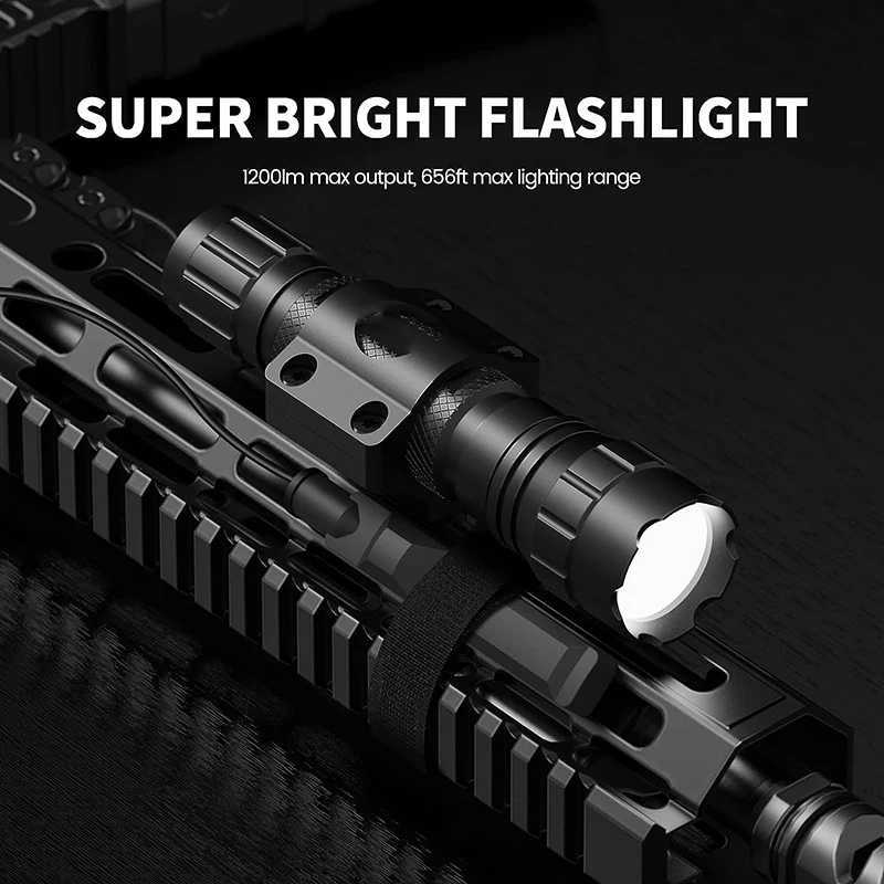 Mlok Tactical Flashlight 1200 Lumens LED Rifle Weapon Light with Low Profile M-System Flashlight Mount Pressure SwitchXJ250701