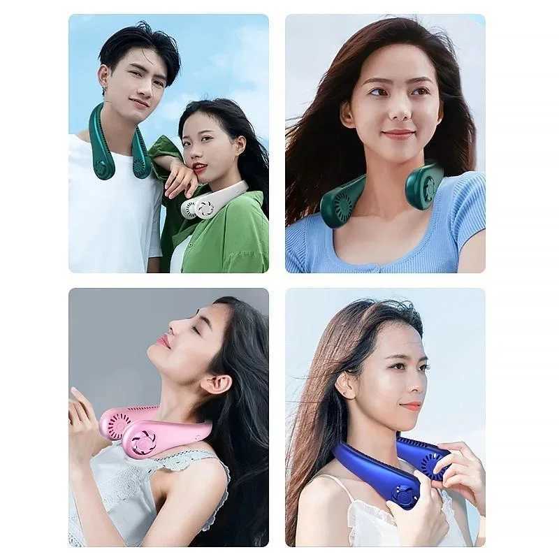 Hanging Neck Fan Convenient Small Fan Can Be Freely Adjusted Mini Small USB Charging Leafless Large Wind Hanging Neck Outdoors T250702