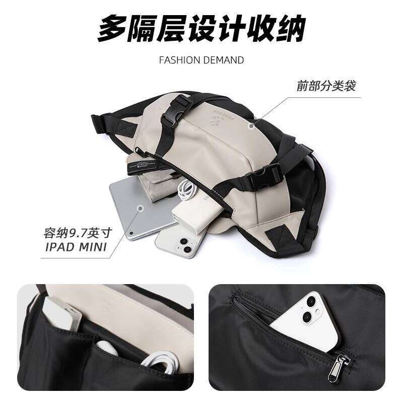 Fashion Splicing Design Men's Crossbody Bag Multilayer Large Capacity Utility Oxford Waterproof Sport Durable Ripstop Teens Bags