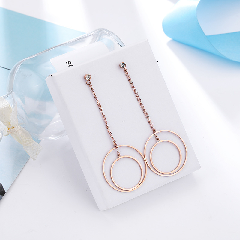Titanium Steel Rose Gold Designer For Women, Hollow Circle Tassel Versatile Fashion Ladies' Jewelry Earrings Accessories Wholesale