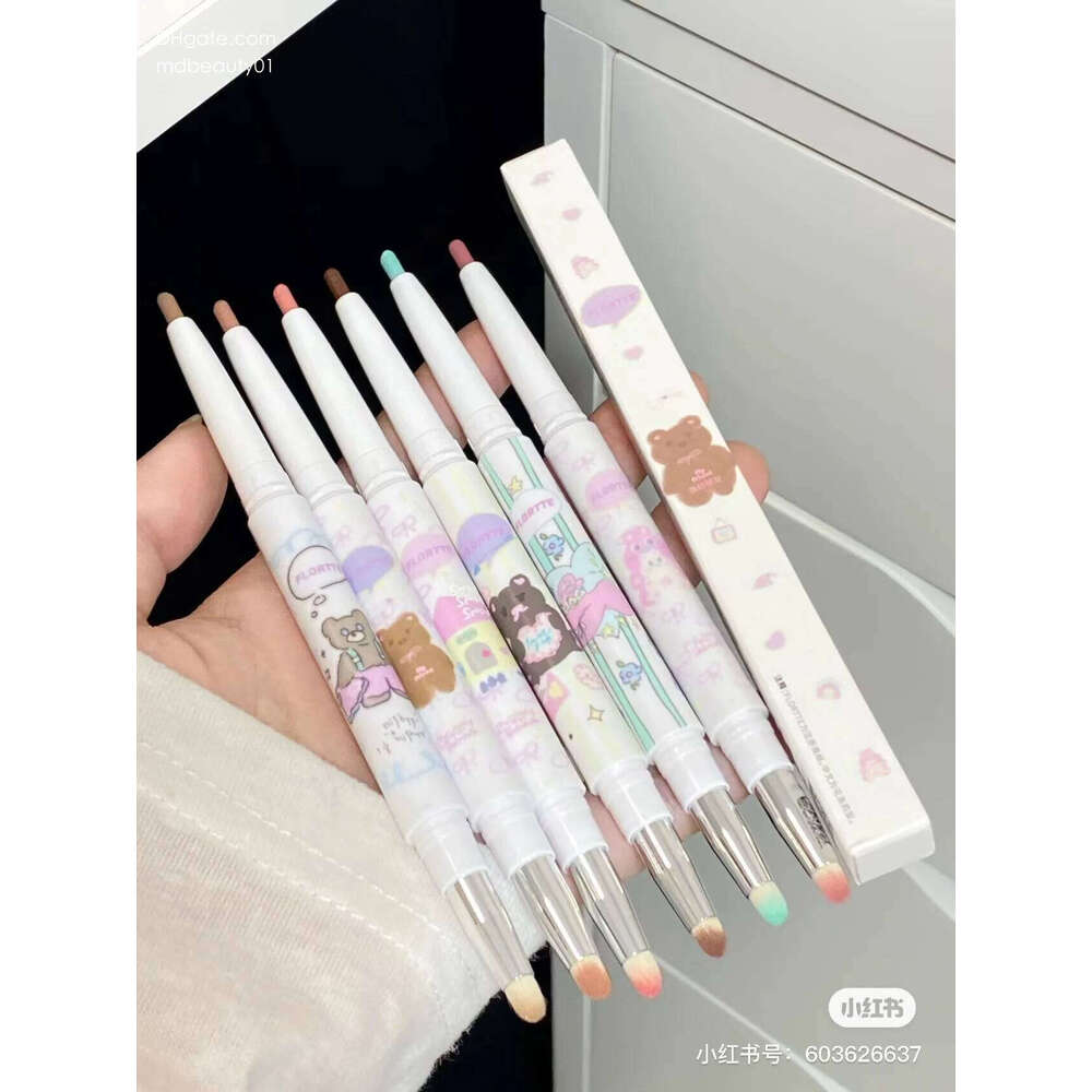 FLORTTE Bread Bear Sdges Waterproof Glue Eyeliner Double Head Silkworm Shadow Eyeshadow Pen X250702