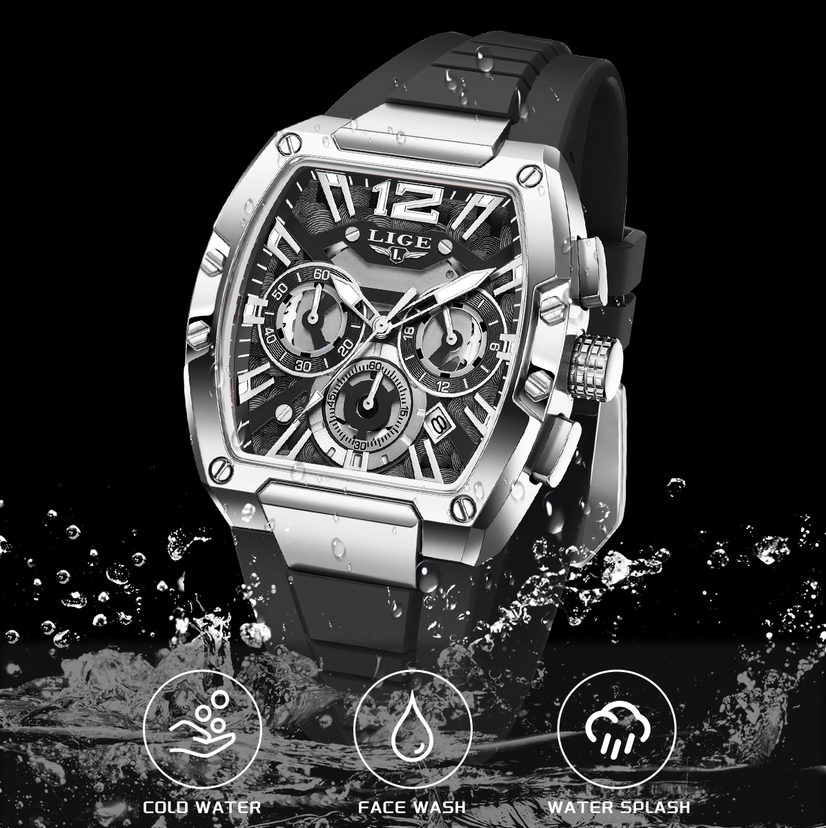 LIGE Men's Quartz Watch Fashion Business Watch Multifunctional Chronograph 24-hour Small Dial Holiday Gift Teen Watch Waterproof Watch