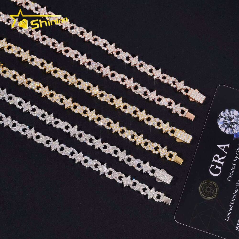 New Design Moissnaite Sterling Sier Gold Plated Unisex Necklace Bracelet Jewelry Set