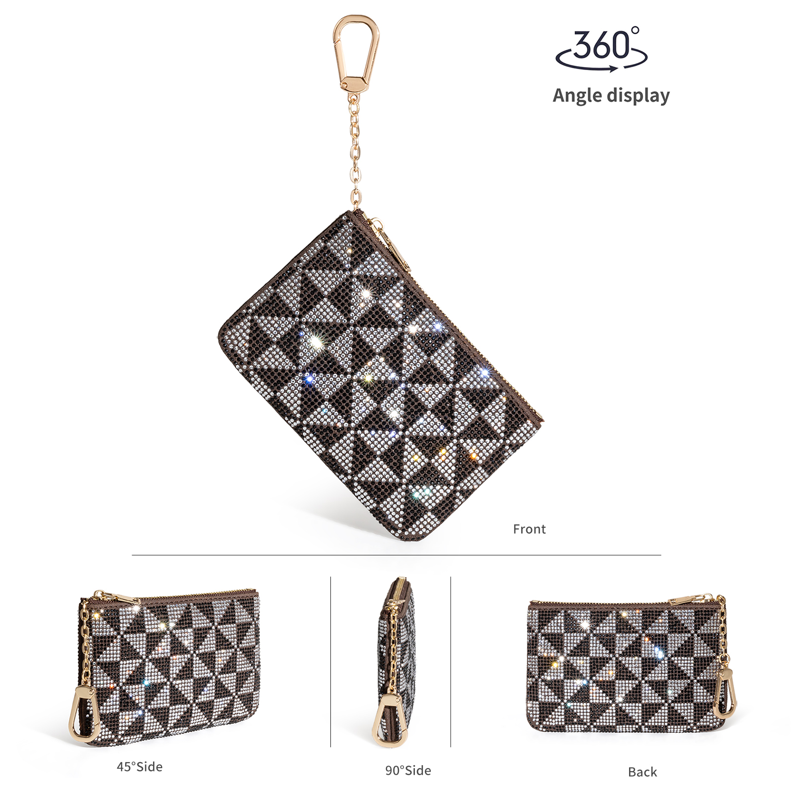 Lacel Urwebin Stylish Shiny Diamond-Studded Compact Makeup Bag