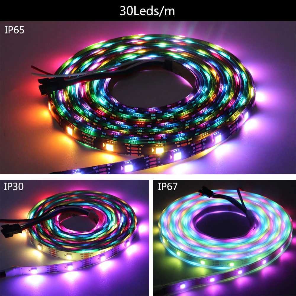 WS2812B WS2811 WS2813 WS2815 5050 RGB Smart LED Strip Lights WS2812 Individually Addressable IC 30/60/144Pixels/Leds/m Tape W250701