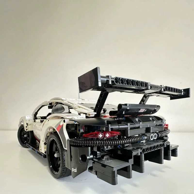 1580+Pcs 1 10 Assembled Building Blocks Compatible 42096 Remote Control Car Motor Or LED Lights Sport Model MOC Toy Adults Gifts Y250701